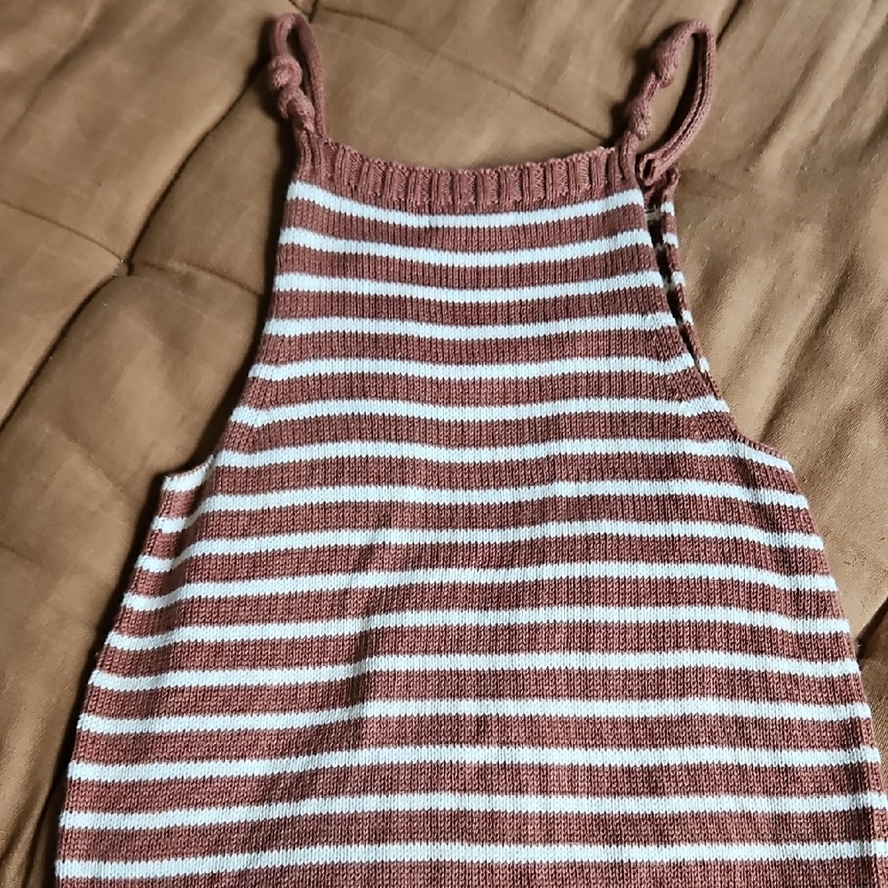 Fin & Vince Striped Brown and White Kids Knit One Piece - Picture 5 of 6